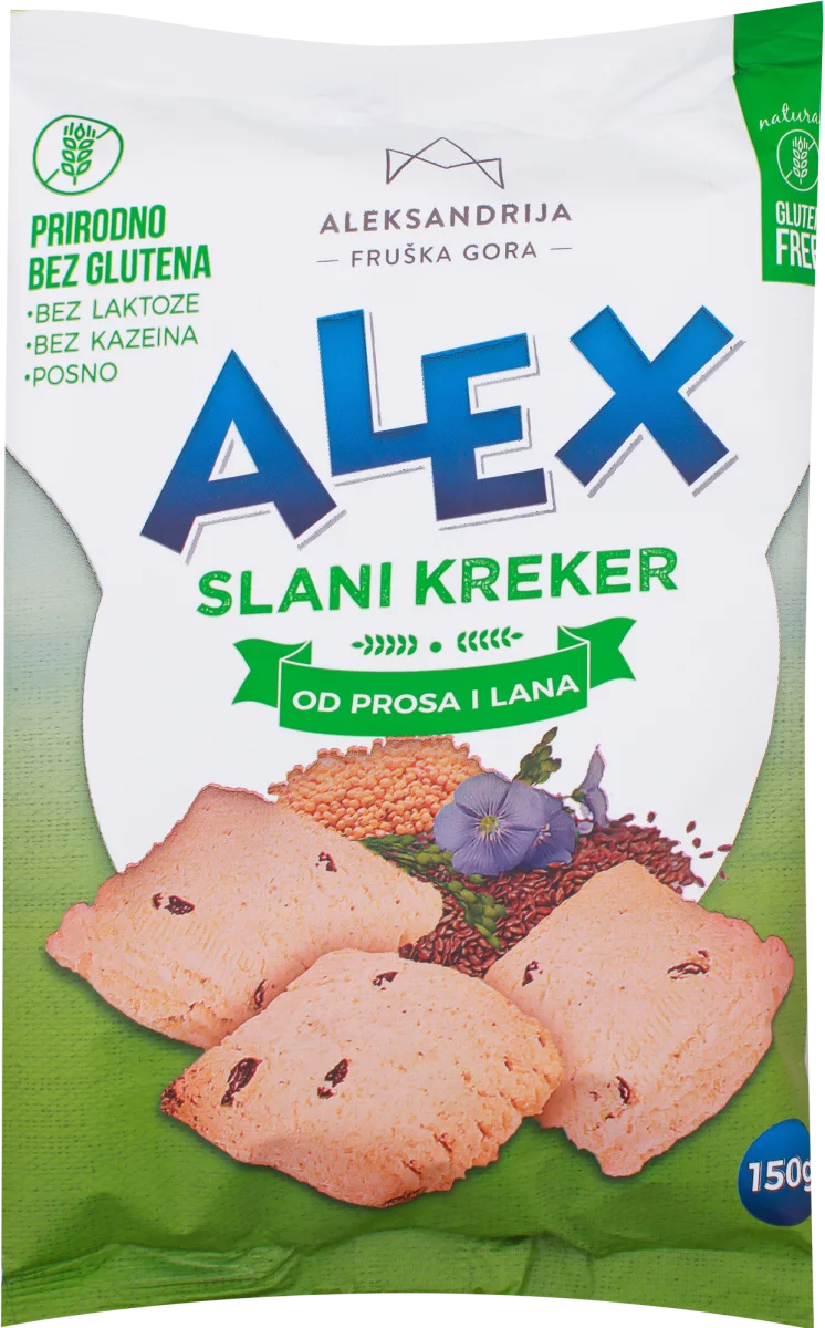 Bezglutenski slani kreker od prosa i lana- Alex, 150 g