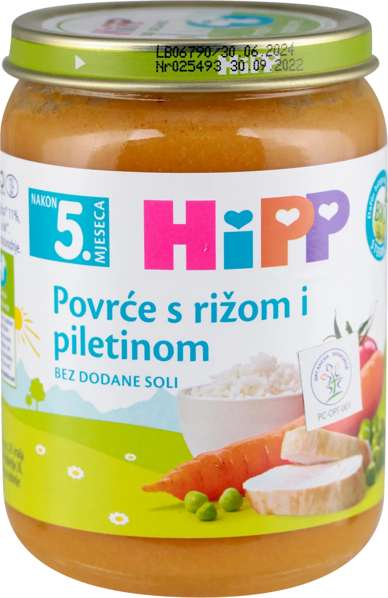 BIO kašica za bebe - povrće sa pirinčem i piletinom, nakon 5. meseca, 190 g