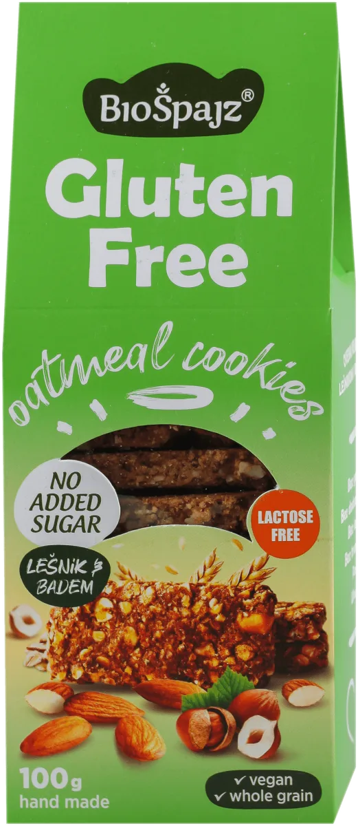 Gluten Free organski ovseni keks - lešnik i badem, 100 g