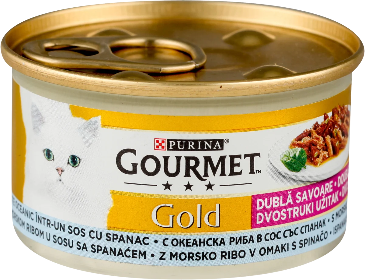 Gold pašteta za odrasle mačke u konzervi - morska riba i spanać, 85 g