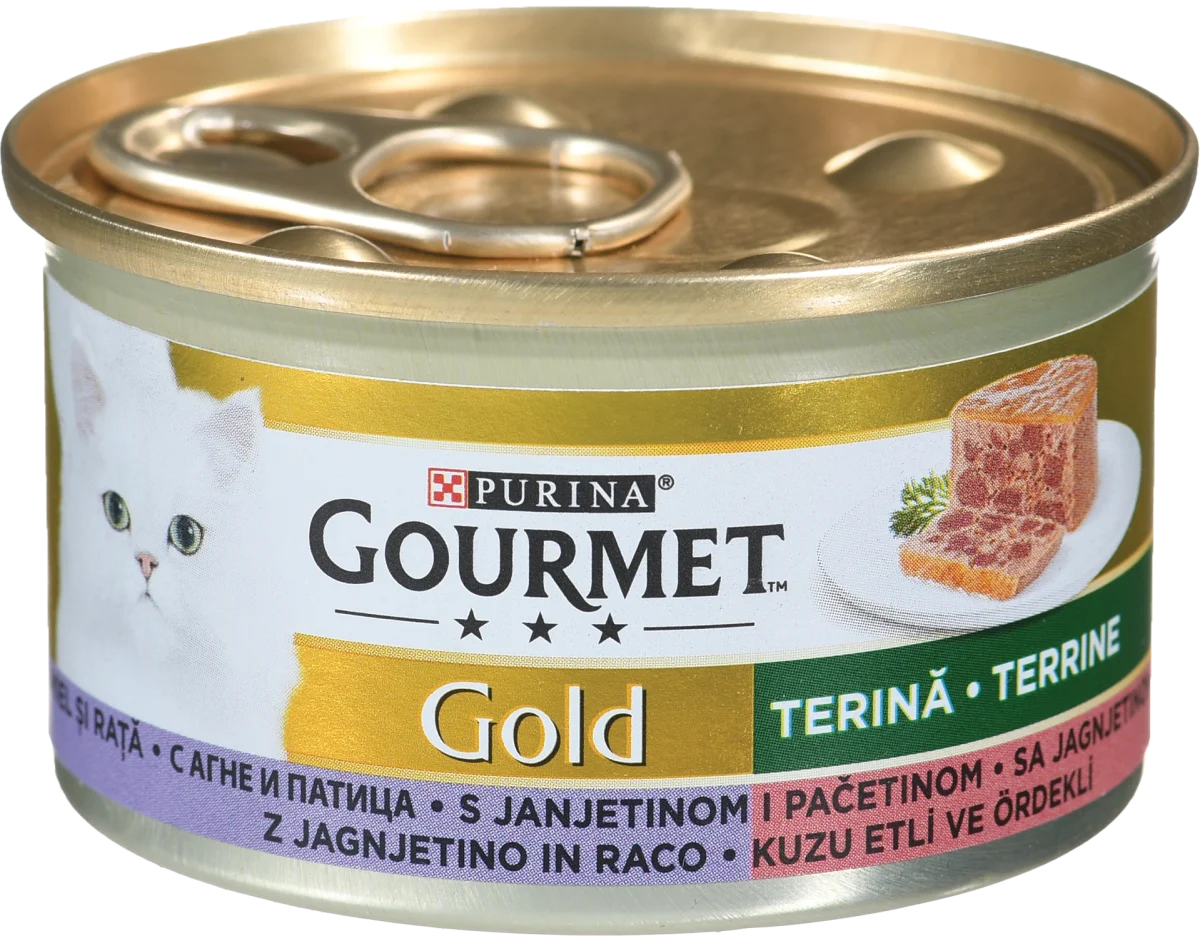 Gold vlažna hrana za odrasle mačke u konzervi - jagnjetina i pačetina, 85 g