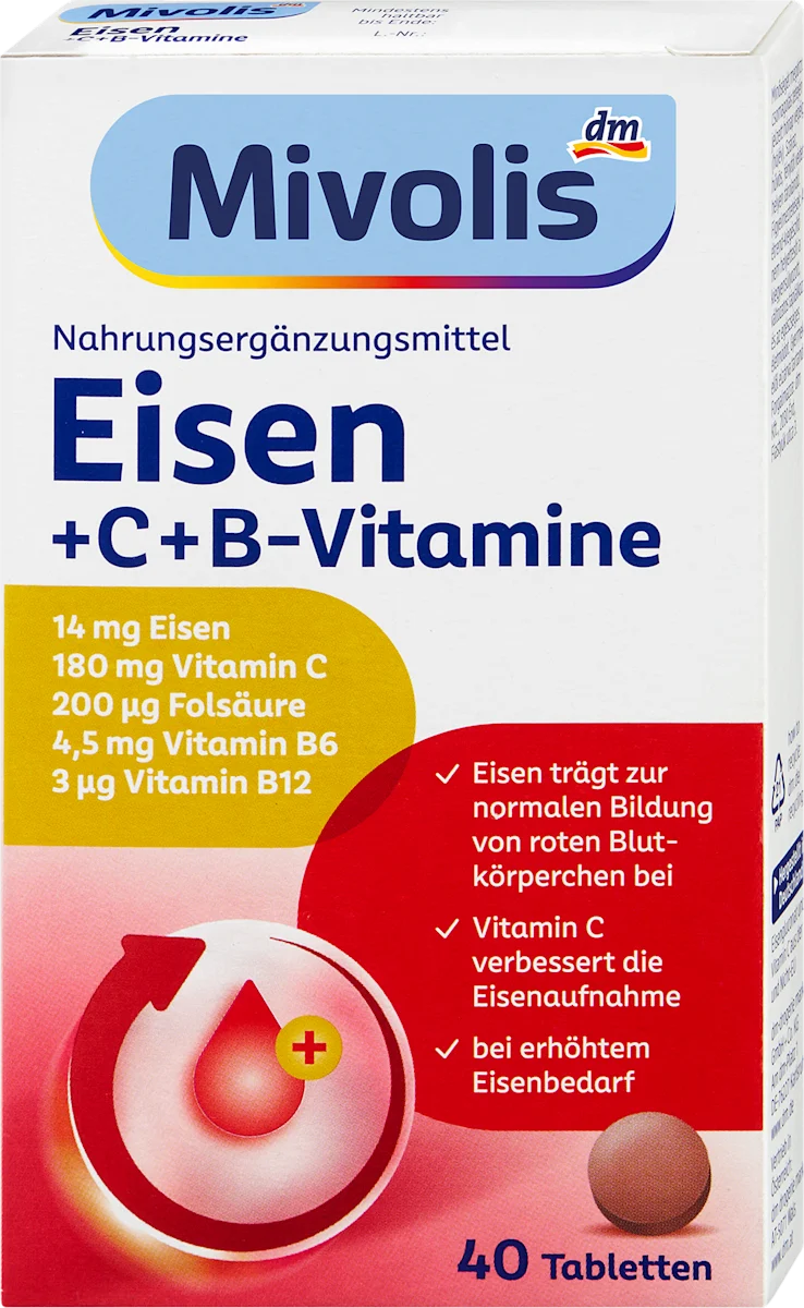 Gvožđe + vitamin C + B-vitamini kapsule, 40 Tableta