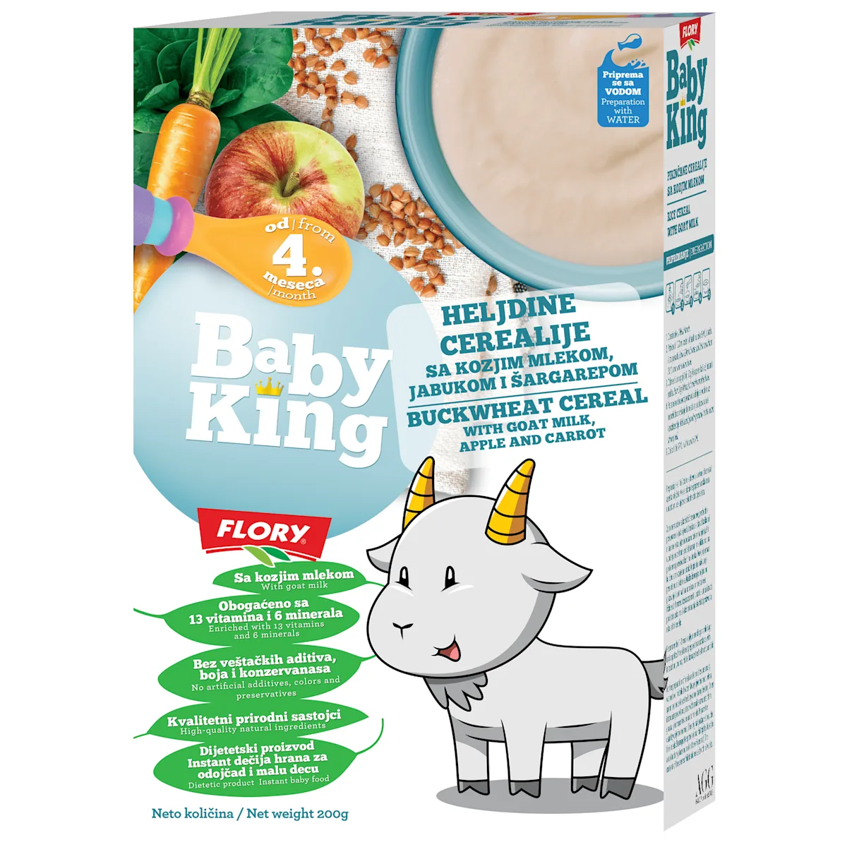 HELJDINE CEREALIJE SA KOZIJIM MLEKOM, JABUKOM I ŠARGAREPOM, 200 g