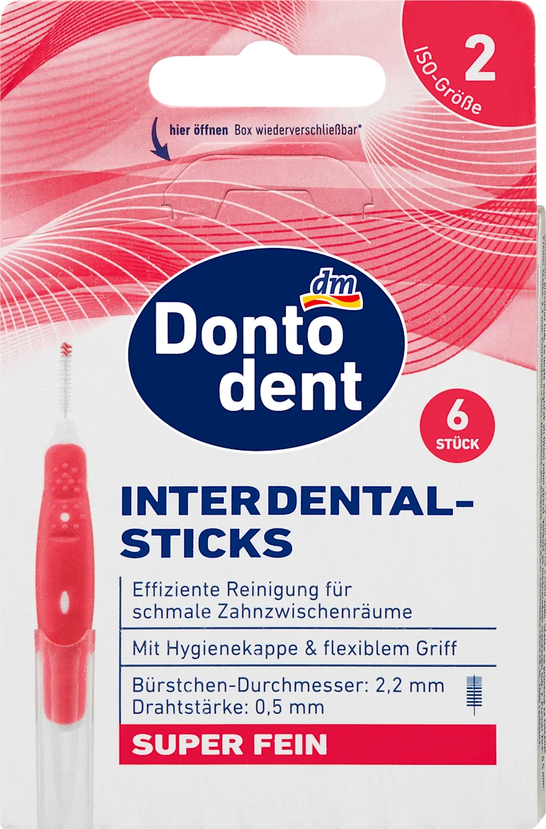 Interdentalne četkice s drškom ISO 2 – super tanke Ø 2,2 mm, 6 kom
