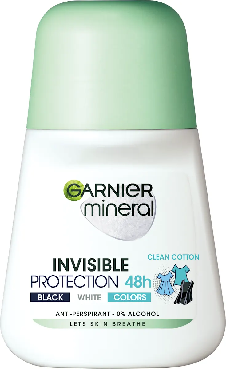 INVISIBLE PROTECTION roll-on antiperspirant Clean Cotton, 50 ml