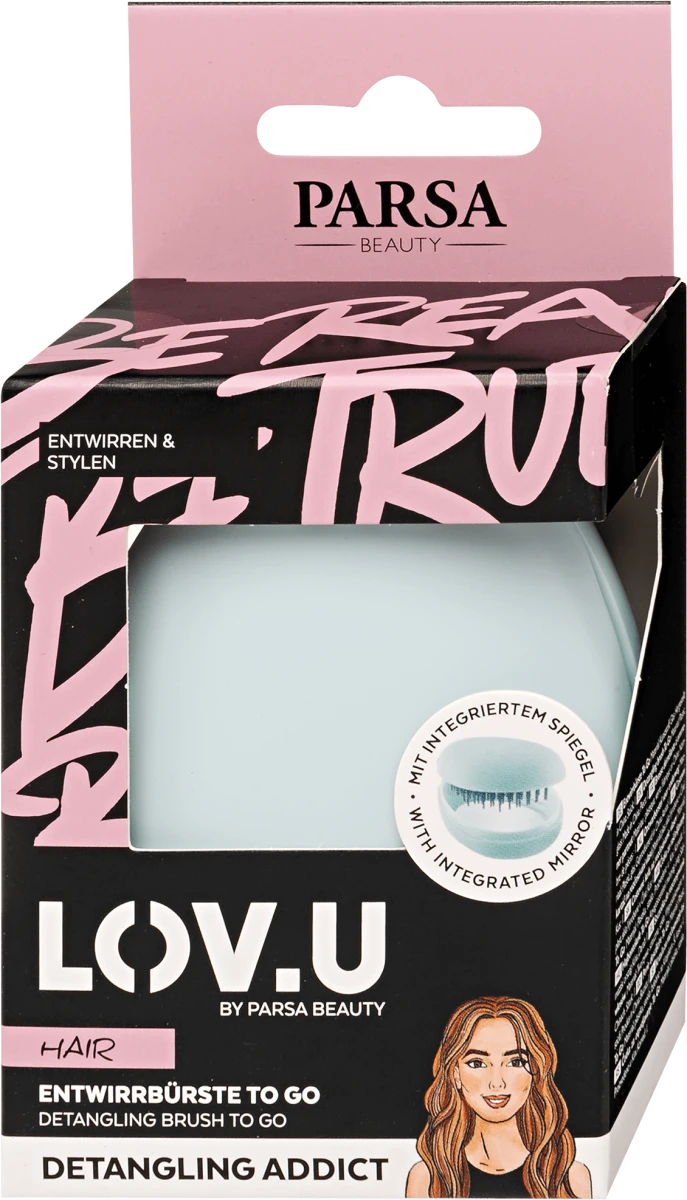 LOV.U Detangling Addict četka za kosu - travel mint, 1 kom