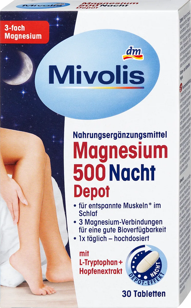 Magnezijum 500 - depo tablete sa trostrukim magnezijumom za noć, 30 kom