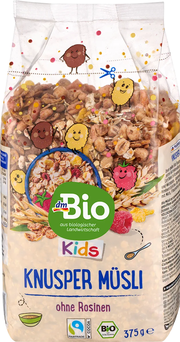Musli proizvod sa integralnim žitaricama, korn ﬂeksom i ekspandiranim žitaricama delimično prelivenim čokoladom, 375 g