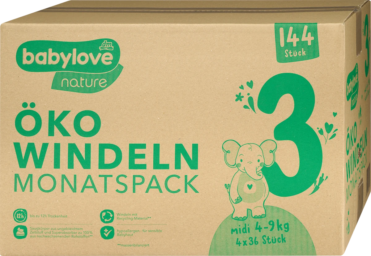 nature pelene, veličina 3 midi (4-9 kg), mesečno pakovanje: 4 x 36 kom., 144 kom