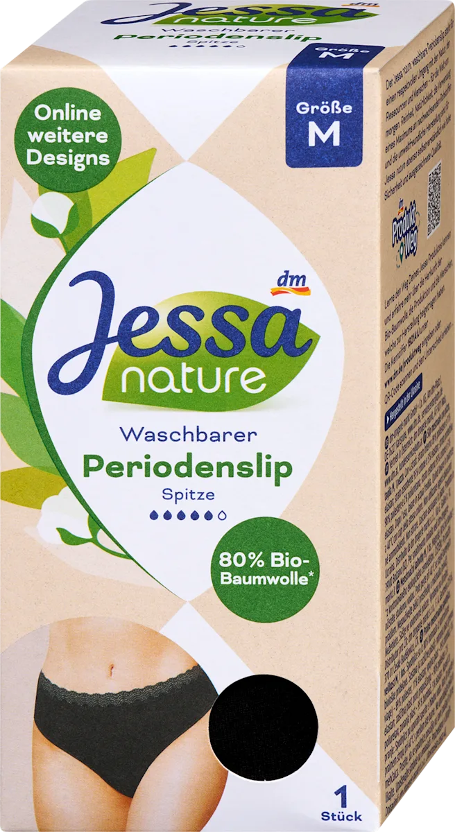nature višekratne menstrualne gaćice sa čipkom, veličina M, crne, 1 kom