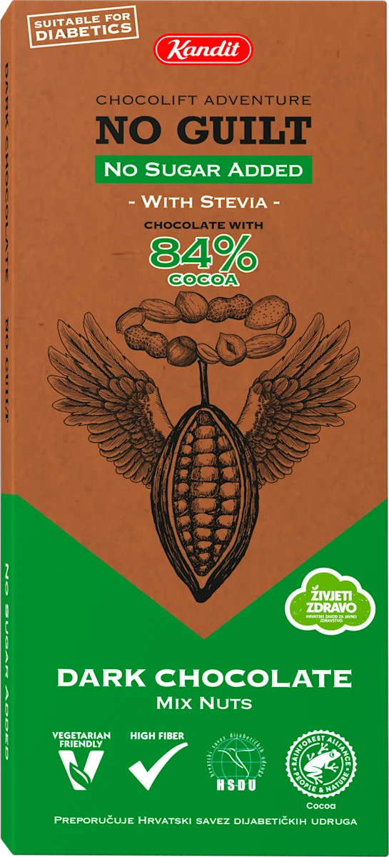 No Guilt tamna čokolada Mix Nuts, 80 g