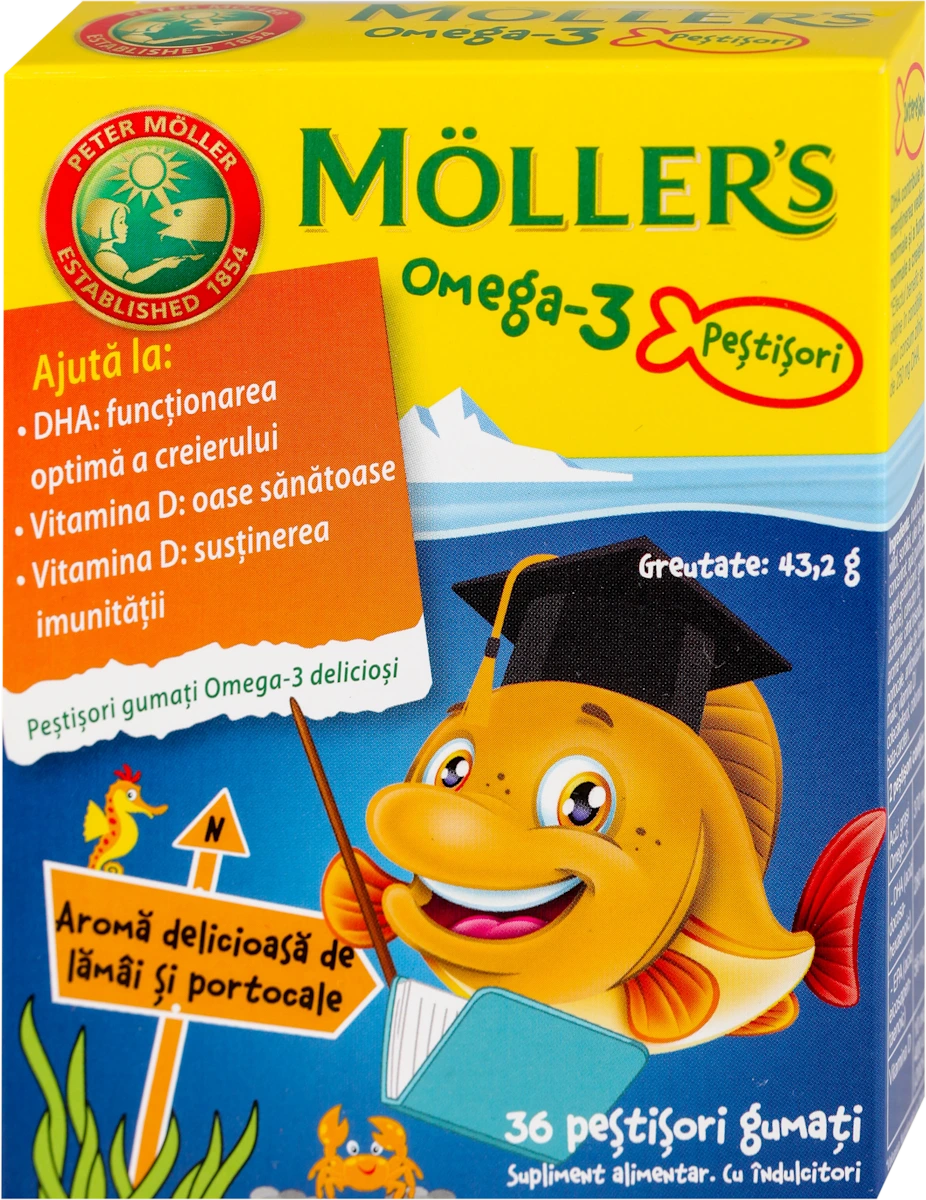 Omega3+vitamin D dodatak ishrani za decu - gumene bombone ukus narandže, sa zaslađivačem, 36 kom