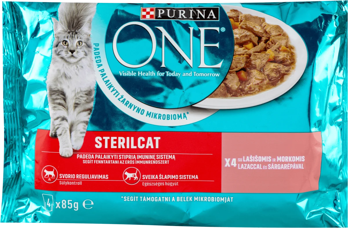 ONE STERILCAT kompletna hrana za odrasle mačke sa ukusom lososa i šargarepe., 340 g