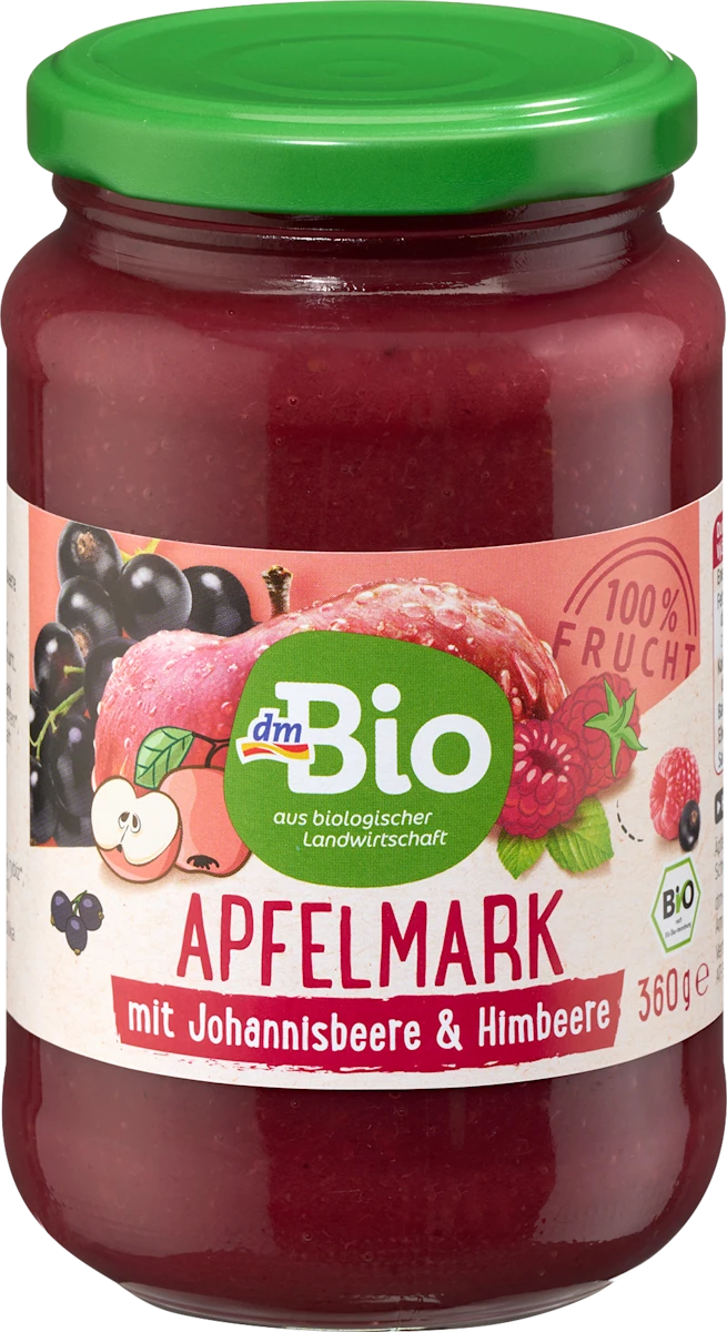 Pasterizovana kaša od jabuke, crne ribizle i maline, 360 g