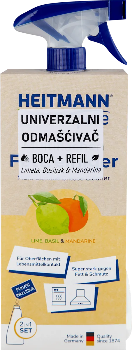 pure 2 IN 1 set: univerzalni odmašćivač refil + sprej boca - Limeta, Bosiljak & Mandarina, 1 kom