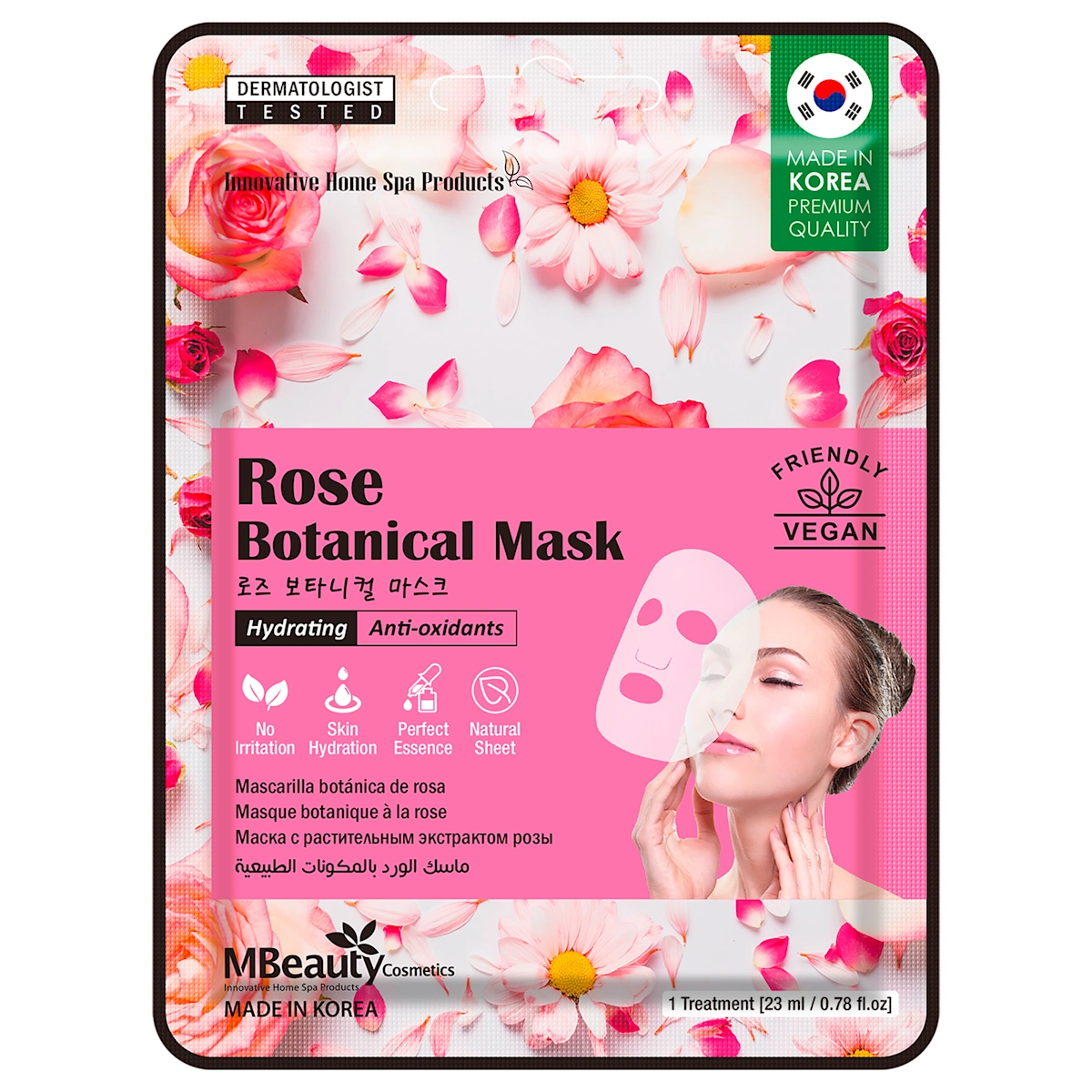Rose Botanical maska za lice u maramici, 23 ml