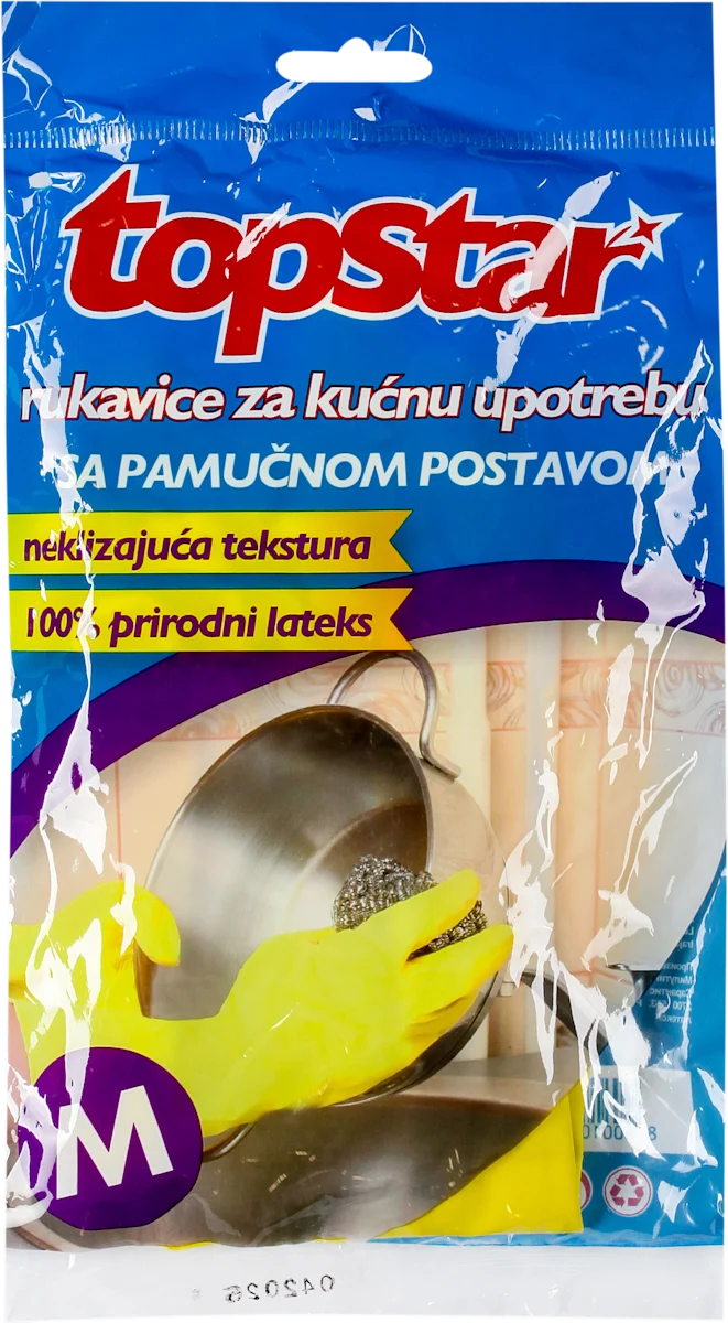 Rukavice za kućnu upotrebu sa pamučnom postavom, veličina: M, 1 par, 1 kom