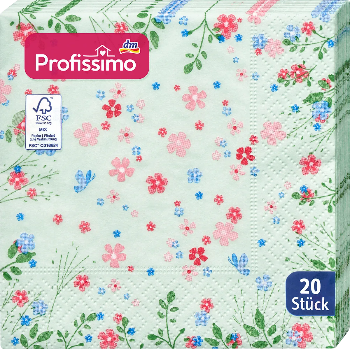 Salvete sa motivom cveća, 25 x 25 cm, 20 kom