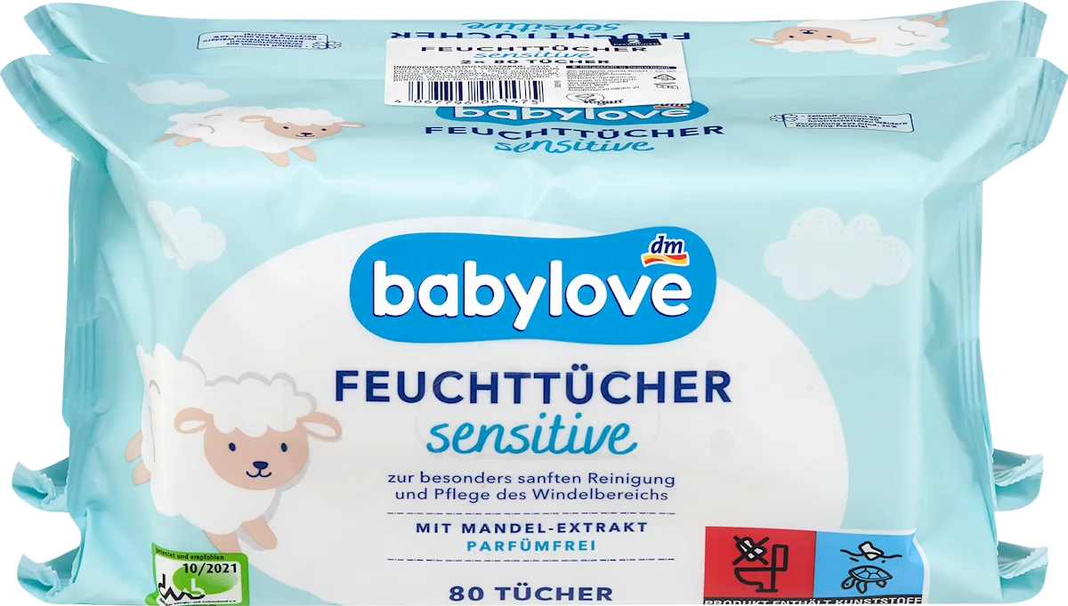 sensitive vlažne maramice za bebe sa ekstraktom badema, 2x80kom, 160 kom