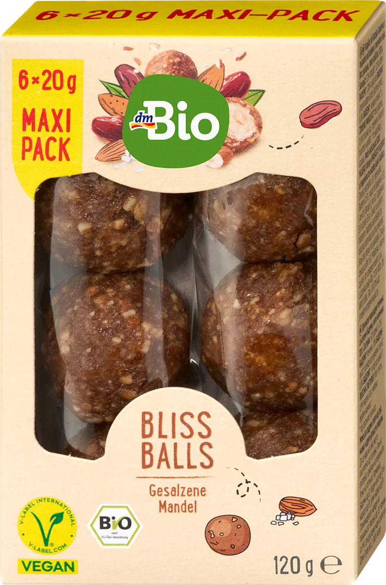 Voćne kuglice od urmi i badema punjene nugatom od badema, 120 g