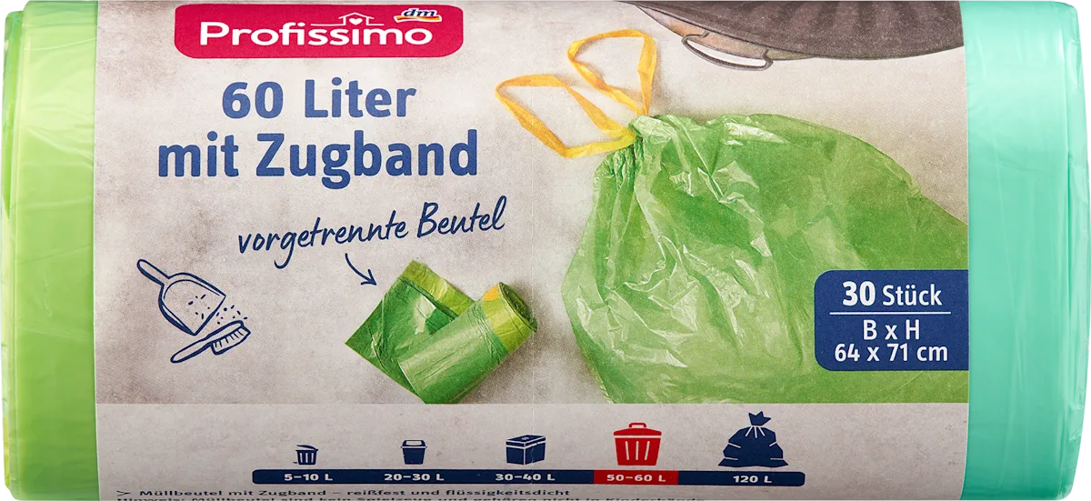 Vreće za smeće sa trakom 60 l, 30 kom