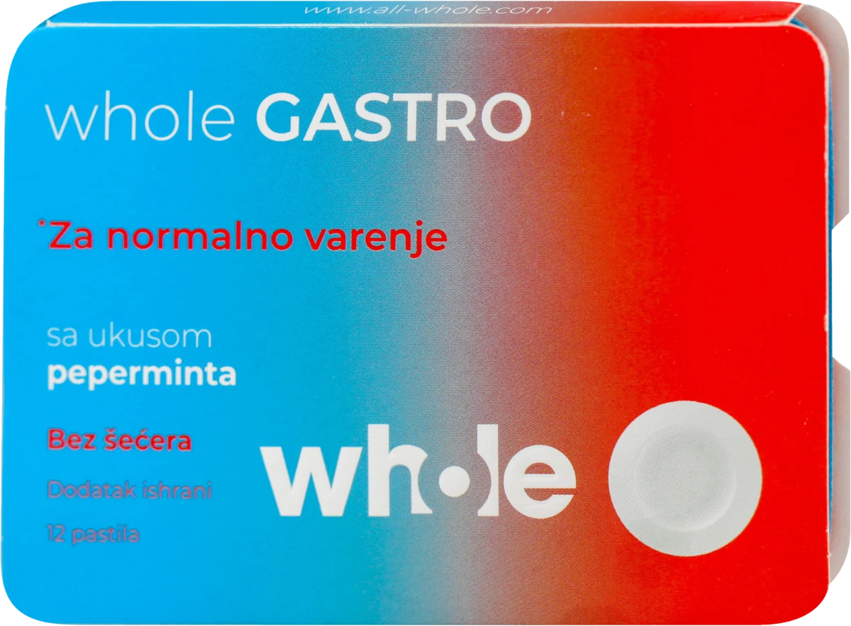 whole GASTRO pastile - sa ukusom peperminta, 12 kom