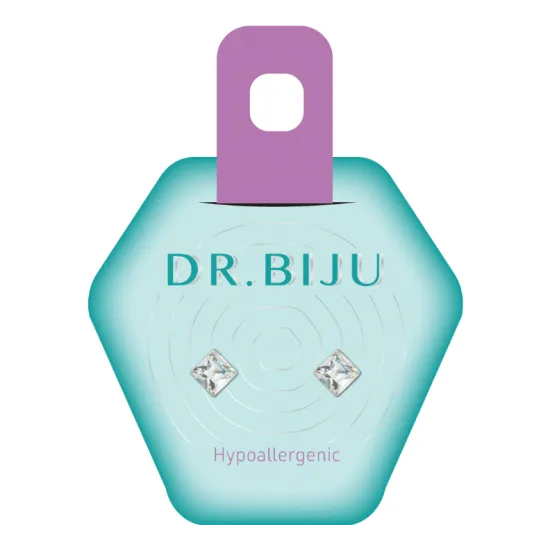 Dr.Biju minđuše 6.0MM Providne Kvadrat