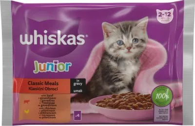 HRANA ZA MAČKE IZBOR MESA JUNIOR WHISKAS 4X85G