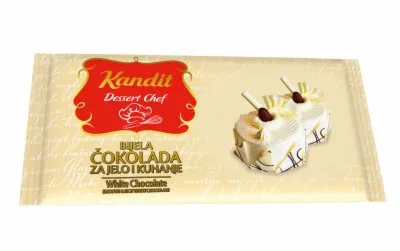 ČOKOLADA ZA JELO I  KUVANJE BELA KANDIT 200G