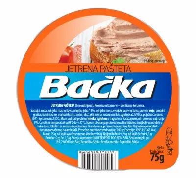 PAŠTETA JETRENA BAČKA 75G