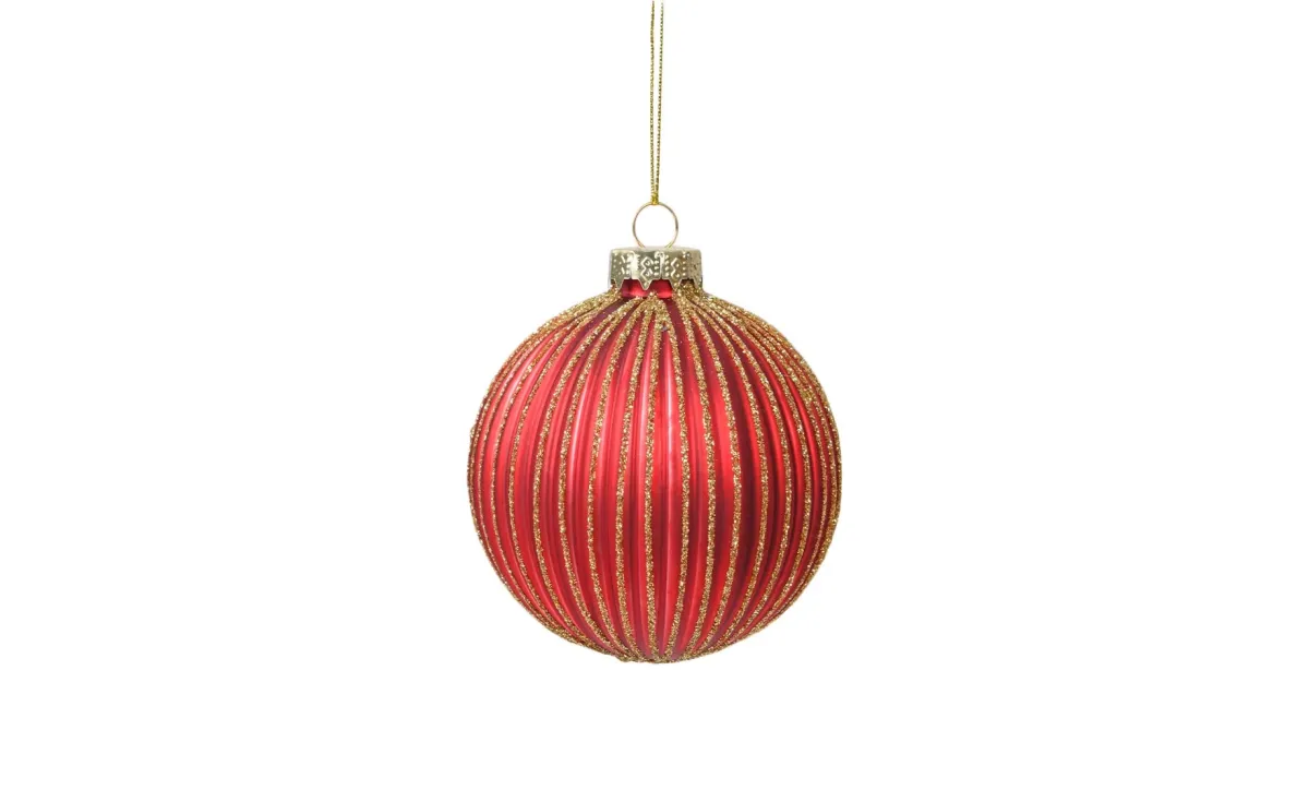 Staklena kugla 8cm red/gold