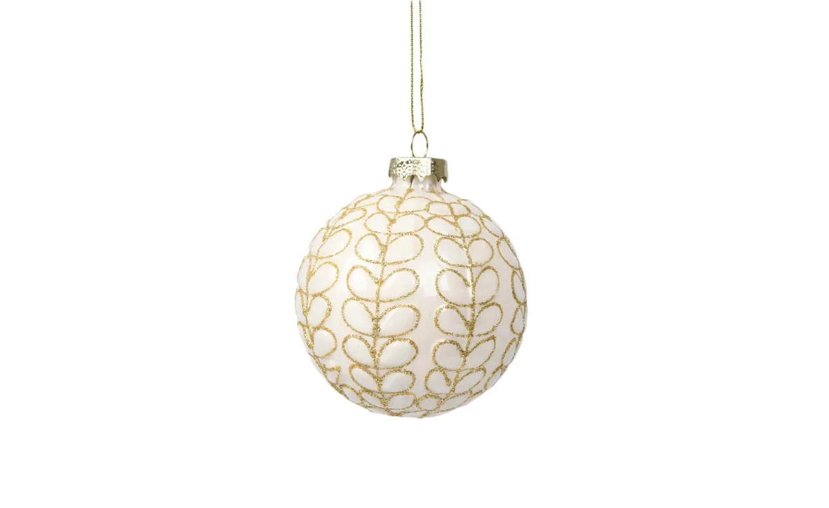 Staklena kugla 8cm white/gold