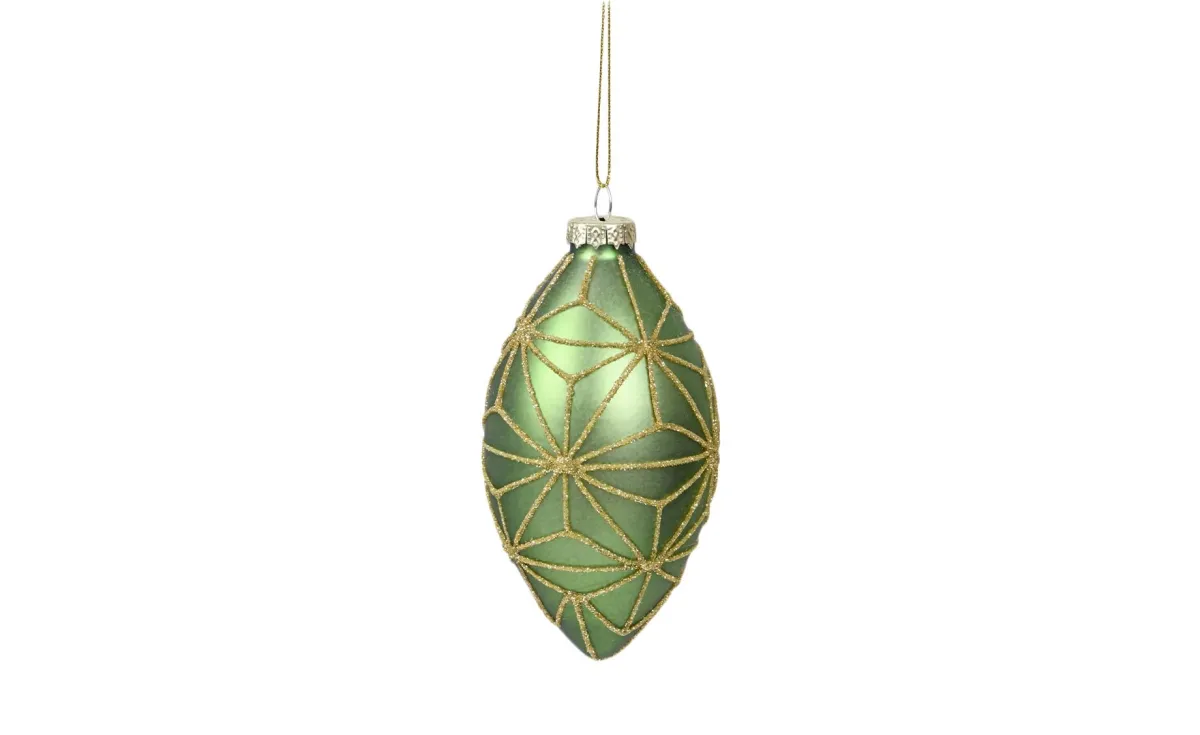 Staklena kugla Egg 8cm green/gold