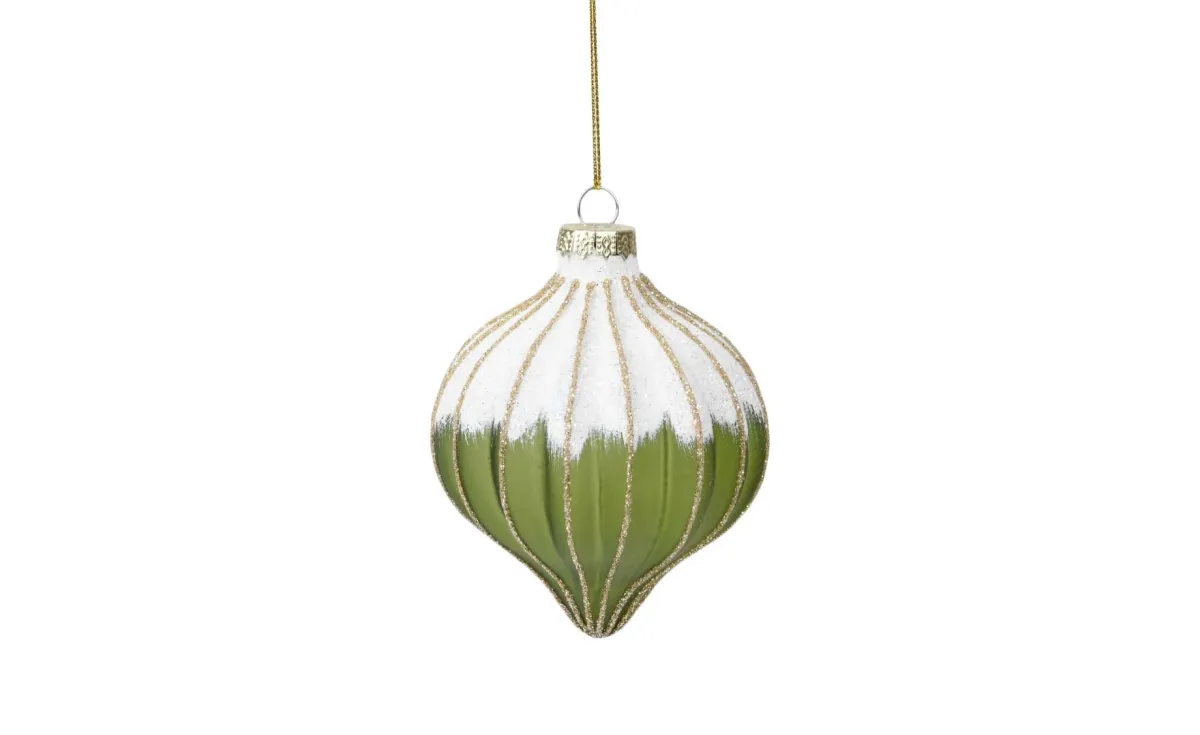 Staklena kugla onion 8cm white/green