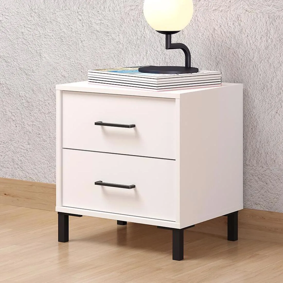 Vienne nocni ormaric 48x40x52 cm bela/crna
