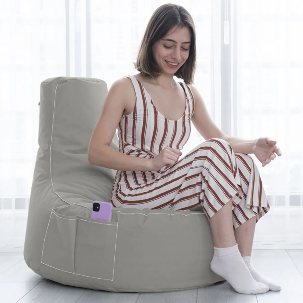 ATELIER DEL SOFA Baštenski lazy bag Eva sport/ siva
