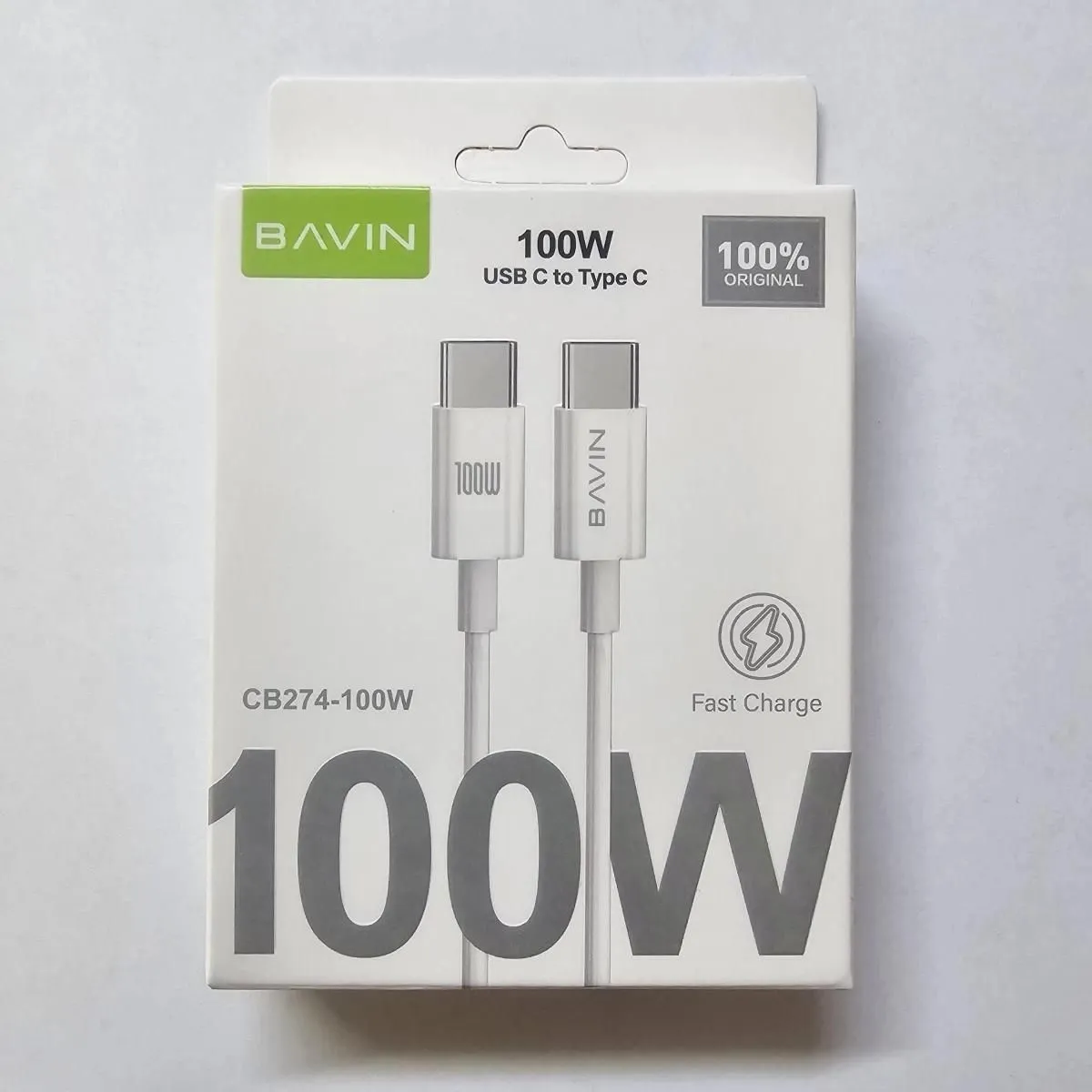 BAVIN kabl 100W 1m type-C na type-C/ bela