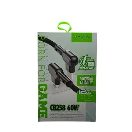 BAVIN kabl CB258CC/ 90° 60W/ Type C-Type C/ 1/2m/ bela