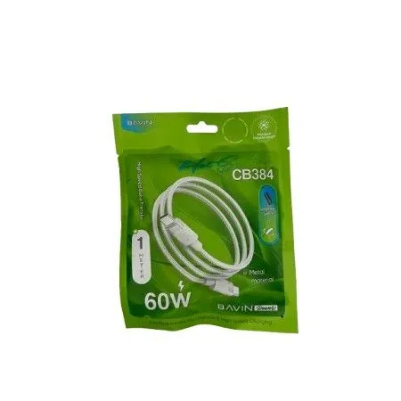 BAVIN kabl CB384CC pleteni 60W/ Type C-Type Cy/ 1m/ bela