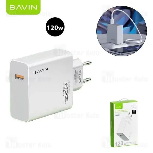 BAVIN Punjač 120W USB-A + kabl type-C/ bela