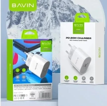 BAVIN Punjač 20W USB-C/ bela