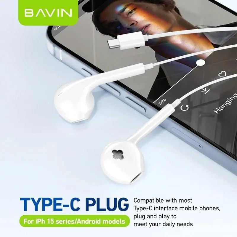 BAVIN Slušalice za telefon type-C/ bela