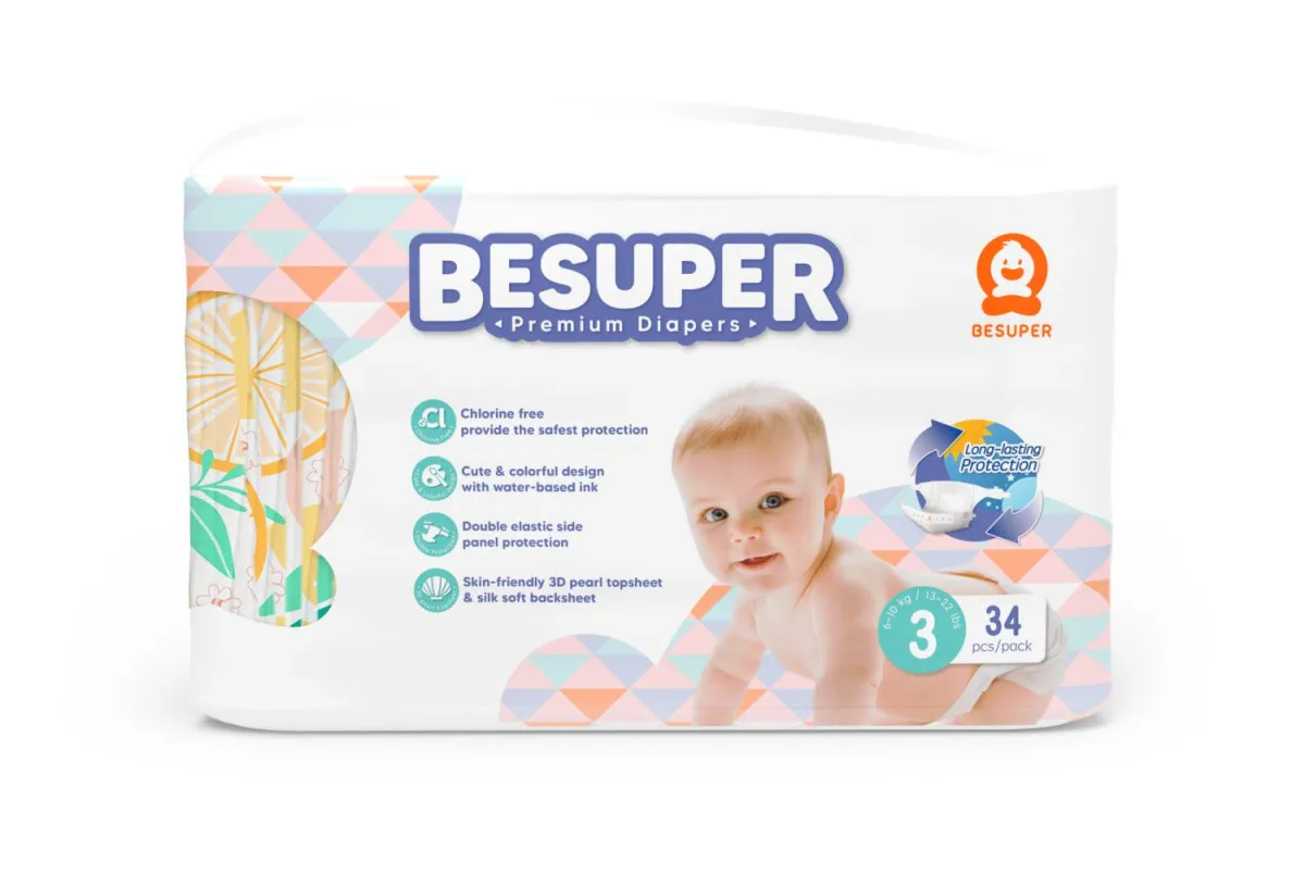 BESUPER Premium Pelene 3 (M/ 6-11 kg) 34 kom