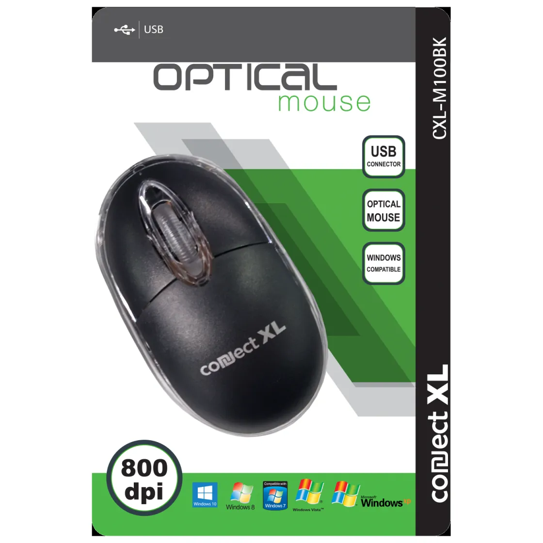 Connect XL Miš optički/ 800dpi/ USB/ crna boja - CXL-M100BK
