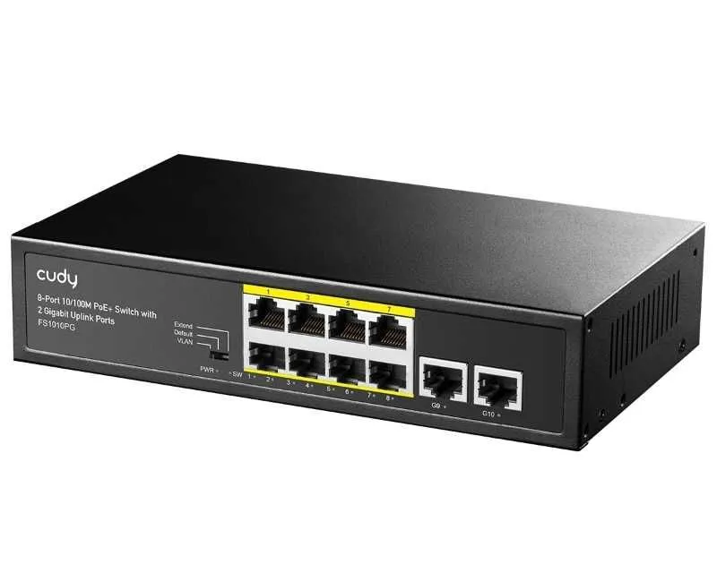 CUDY PoE+ Switch FS1010PG 8-Port 10/100M/ 250m/ metalno kućište (Alt.PFS3010-8ET)