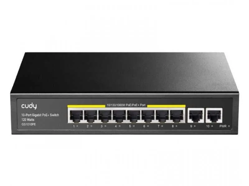 CUDY Svič 10/100/1000 10-port GS1010PE 8 Gbit PoE+ port/2 Gbit Uplink porta 120W