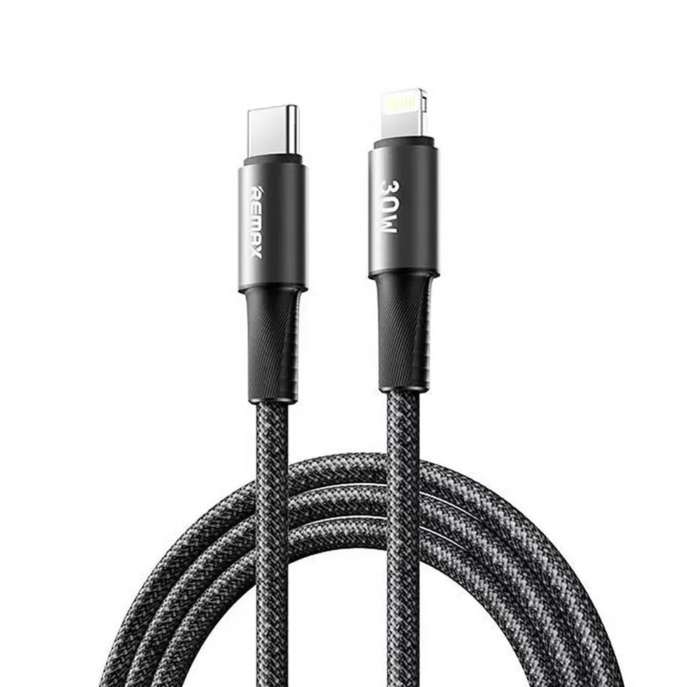 Data kabl REMAX Velocity CB25 Fast charging 30W Type C na iPhone lightning 1.2M crni