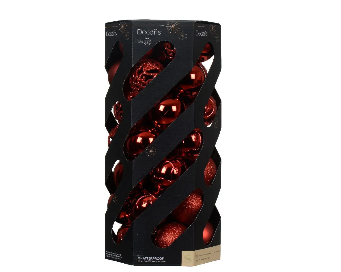 DECORIS Novogodišnje kugle za jelku/ set  35/1 crvena