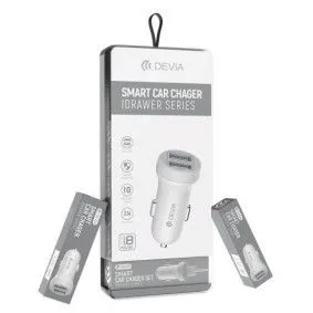 DEVIA Auto punjač IDRAWER Dual USB Micro 3.1A/ bela