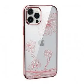 DEVIA Futrola Hard Case Crystal Flora za Iphone 13 Pro/ roza/zlatna